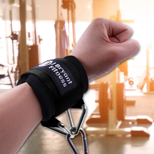 Vista 4 de J Bryant Muñequeras de fitness para máquinas de cable, correas de muñeca ajustables resistentes con acolchado de neopreno de 0.276 in