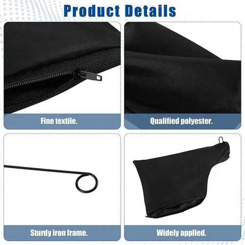 Vista 6 de Bolsa de recolección de polvo negro para sierra ingletadora 255, con cremallera y soporte ajustable con cable, fácil de transportar y almacenar