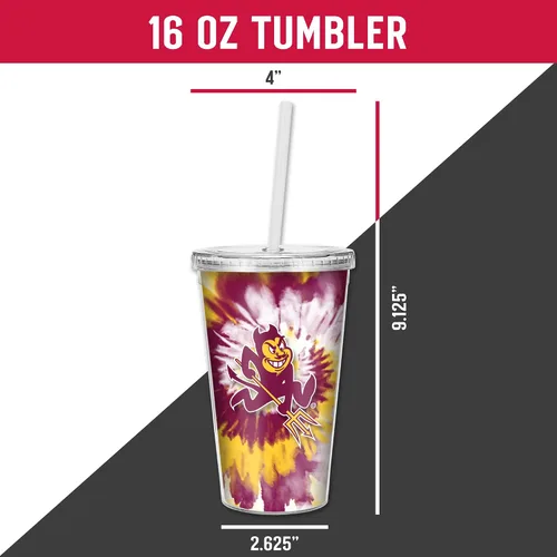 Vista 8 de Rico Industries NCAA Sports Team - Vaso transparente de 16 onzas con pajilla, vaso de viaje del color del equipo para fanáticos de los deportes