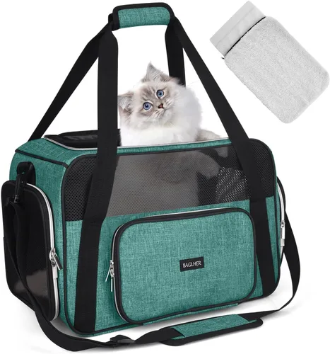 Vista 12 de BAGLHER Transportador de viaje para mascotas, transportador de perros para gatos pequeños y medianos, perros, cachorros, aprobado por aerolíneas