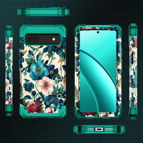 Vista 4 de Hekodonk Funda para Google Pixel 6A (2022), resistente cuerpo completo, protección a prueba de golpes, plástico duro+goma de silicona híbrida 3
