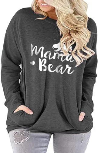 Vista 2 de ROSRISS - Camisetas de talla extragrande para mujer, de manga larga, estilo casual tipo túnica, cuello en V, con bolsillos