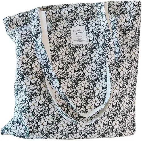 Vista 28 de Floral Canvas Tote Bag Double-Sided Printed Cloth Cotton Tote Floral Shoulder Bags for Beach Travel Shopping Grocery