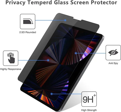 Vista 3 de Protector de pantalla de privacidad para iPad de 10.2 pulgadas (9ª/8ª/7ª generación, 2021/2020/2019), película de vidrio templado antiespía