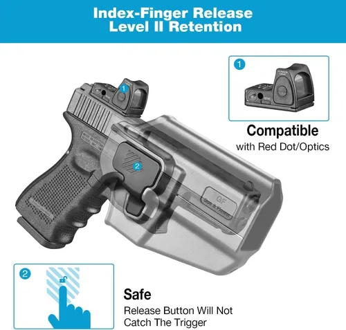 Vista 4 de Funda universal OWB para Glock/S&W/Sig/Springfield/CZ/Beretta/Taurus/Canik/FN/ 1911/Walther, se adapta a más de 100 pistolas para pistolas compactas