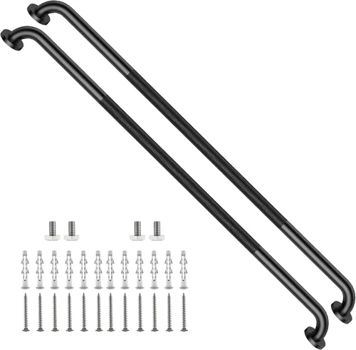 Vista 19 de Barra de agarre para ducha negra de 12 pulgadas con agarre de goma antideslizante, ZUEXT Barra de agarre para baño de acero inoxidable, Barra