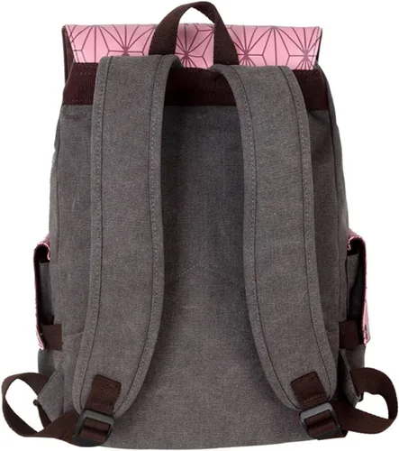 Vista 4 de GLOOMALL Mochila de anime japonés bolsa de hombro de lona con cordón bolsa de viaje Nezuko Kamado