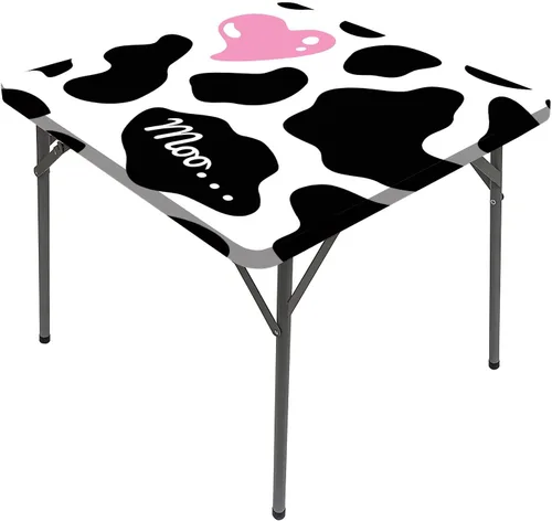 Vista 10 de Mantel cuadrado con estampado de vaca, puntos a rayas blancas y negras con estilo abstracto, para mesa de comedor cuadrada, se adapta a mesas de 24