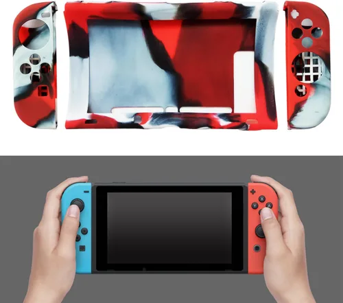 Vista 8 de Hikfly Juego de funda protectora de piel de gel de silicona antideslizante compatible con Nintendo Switch de 6.2 pulgadas (2017) consolas