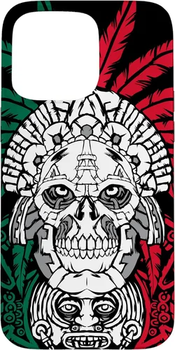 Vista 31 de Aztec Warrior Skull - Funda para iPhone 17, diseño de antepasados mexicanos