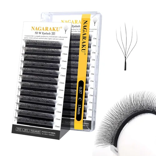 Vista 186 de NAGARAKU Extensiones de pestañas prefabricadas en abanico 3D W 0.05 C 0.315 0.05-C 3D W