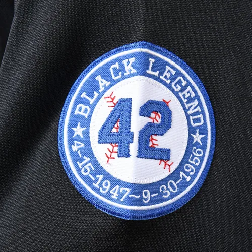 Vista 6 de PXJWXH Camiseta de béisbol negra de la leyenda #42 para hombre, con botones, estilo retro de los años 90, camisetas de hip hop cosidas S-3XL