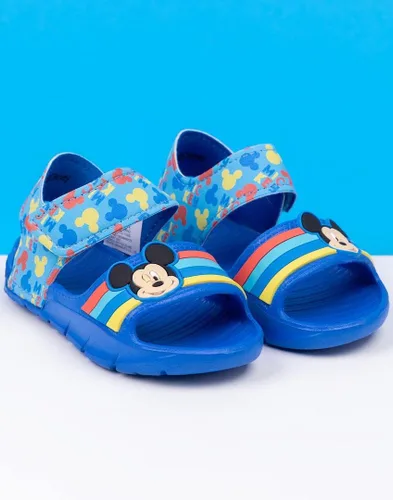 Vista 8 de Disney Mickey Mouse - Sandalias para niños Deslizadores para niños y niñas con correa de apoyo para niños pequeños Zapatos de piscina azules sin