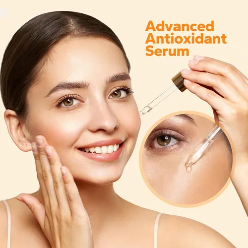 Vista 2 de SilkyShark Suero de vitamina C (1 onza líquida), esencia facial antienvejecimiento y suero para ojos con vitamina C, ácido hialurónico, sueros