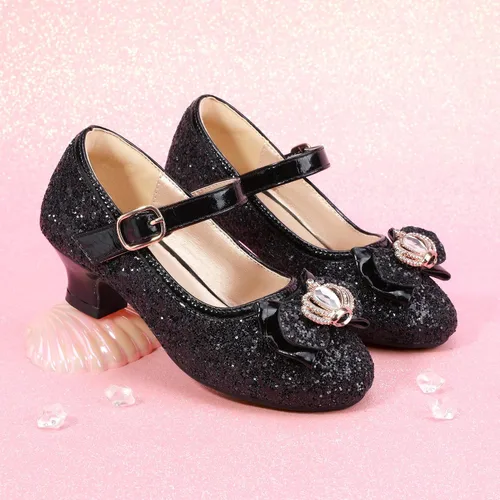 Vista 4 de PANDANINJIA Molly - Zapatos de vestir para niñas, zapatos de tacón Mary Jane, zapatos de tacón de flores para fiesta de boda y regreso a clases