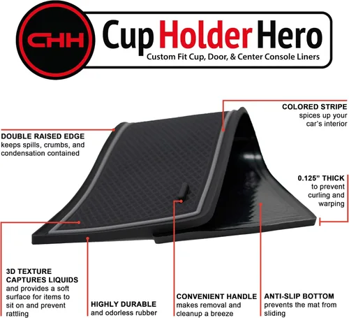 Vista 2 de CupHolderHero Compatible con accesorios Ford Ranger 2019-2023, insertos para portavasos interiores personalizados, antideslizantes y antipolvo