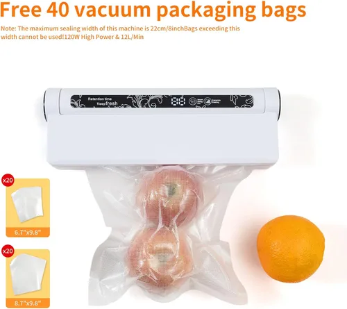 Vista 6 de Máquina selladora al vacío de alimentos – Sellador de preservación de uso doméstico, operación de un solo toque, modos seco y húmedo, extiende