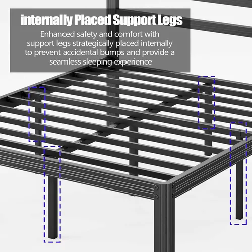 Vista 7 de ZIYOO Marco de cama de plataforma de metal individual de 18 pulgadas con cabecero, base de cama de listones de acero resistente de 1000 libras