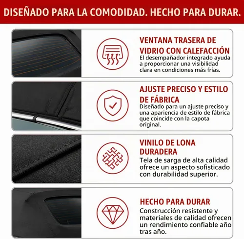 Vista 3 de Techo convertible completo, de estilo de fábrica, para Ford Mustang (2005-2014), con ventanas de vidrio térmico, de lona vinílica, Negro
