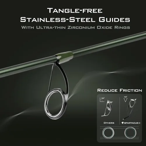 Vista 3 de KastKing Spartacus II Fishing Rods - IM6 Graphite Blanks Casting & Spinning Rods, 2-Piece Rods with Extra Tip Section, PTS Power Transition System