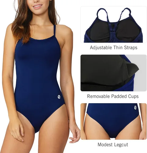 Vista 4 de Baleaf - Traje de baño deportivo para mujer, de una pieza, con tirantes ajustables, para natación