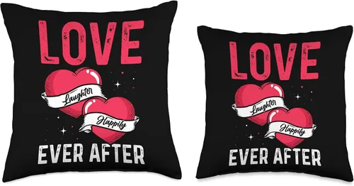 Vista 3 de Valentines's Day T-Shirt & Gift Apparel Love Laughter Happily Ever After for Valentine's Day Throw Pillow, 16x16, Multicolor