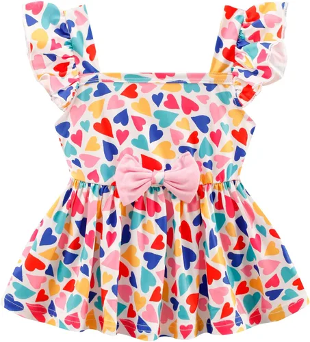 Vista 2 de NUBEEHOHO Conjunto de 2 piezas para niñas pequeñas, conjunto de pantalones cortos de dinosaurio sin mangas para verano