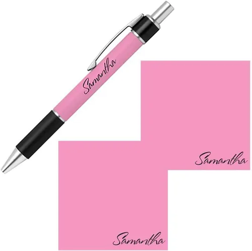 Vista 6 de Juego de notas adhesivas con nombre personalizado y bolígrafo, blocs de notas de papel de papelería personalizados, suministros de fiesta escolar