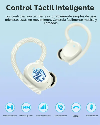 Vista 7 de Auriculares inalámbricos Bluetooth deportivos 2026 con Bluetooth 5.3, 128 horas de reproducción con pantalla LED, potentes graves sobre la oreja