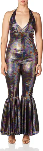 Vista 2 de Forum Novelties Disfraz de discoteca Funky Dancing Fox de los años 70 para mujer, multicolor, Morado