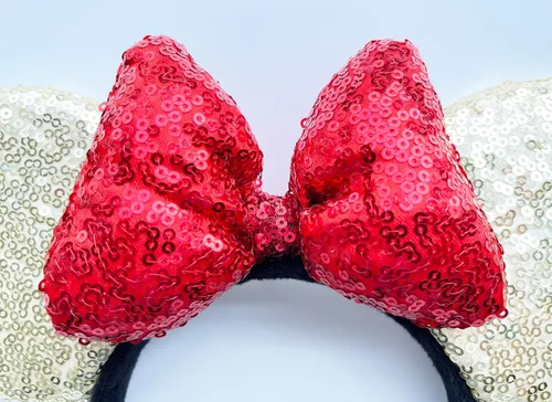 Vista 3 de A Miaow Diadema de orejas de ratón negro 3D con lentejuelas MM purpurina mariposa cierre de pelo suministro de parque para adultos mujeres accesorio