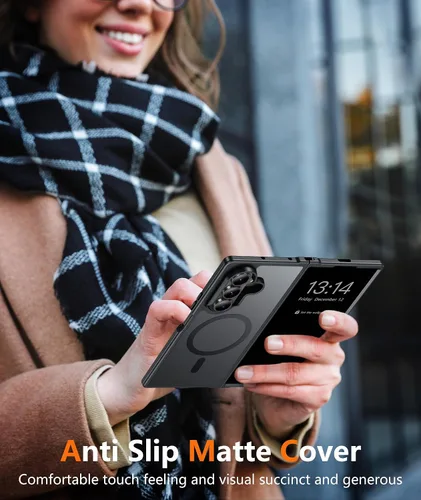 Vista 9 de FNTCASE para Samsung Galaxy Z Fold 7 Estuche Magnético: Funda de Teléfono Celular con Textura Mate Translúcida, Protección contra Caídas de Grado