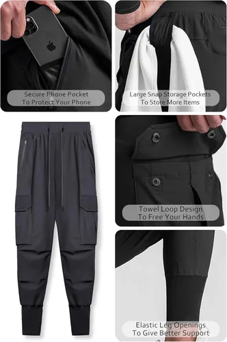 Vista 5 de DIOTSR Pantalones deportivos ligeros para hombre, pantalones deportivos tipo cargo para hombre, pantalones de entrenamiento delgados con bolsillos