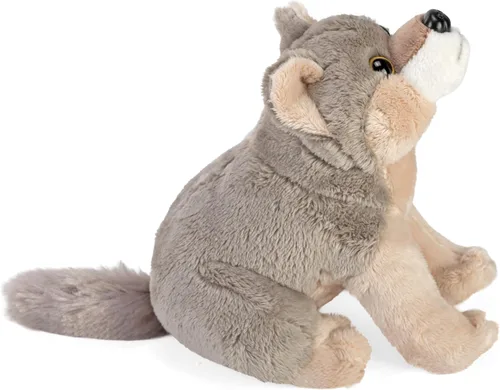 Vista 5 de Wild Republic Wild Calls Wolf, auténtico sonido de animal, animal de peluche, 8 pulgadas, regalo para niños, juguete de peluche, botellas de agua