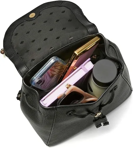 Vista 6 de Kate SPADE LEILA - Mochila mediana con solapa de cuero suave negro Negro - Cordón