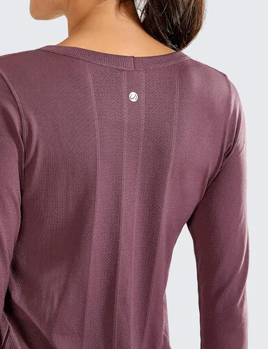 Vista 5 de CRZ YOGA Camiseta deportiva de manga larga sin costuras para mujer, transpirable, para gimnasio, entrenamiento