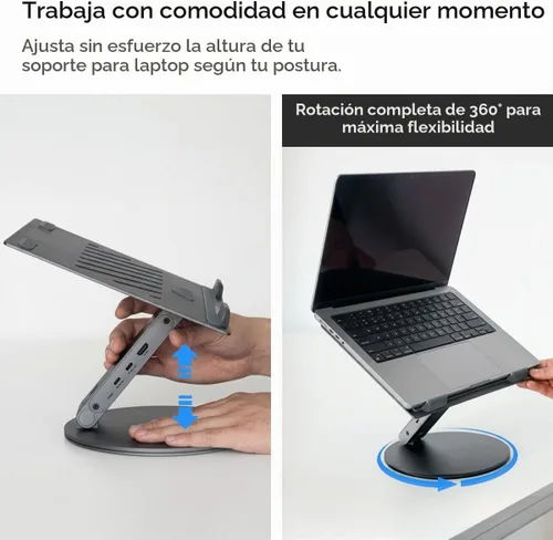 Vista 6 de Spigen Soporte para portátil con concentrador 6 en 1 con ventilación