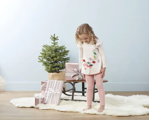 Vista 3 de Mud Pie Bebé niñas Rosa Santa Túnica y Legging
