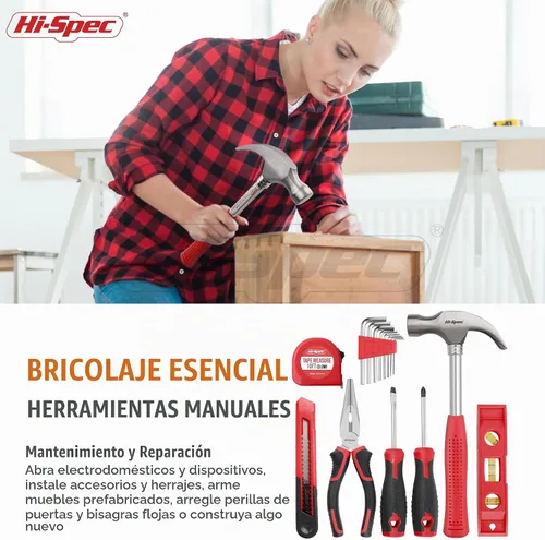Vista 6 de Hi-Spec Juego de 58 piezas de taladro inalámbrico rojo de 8V USB de energía eléctrica y kit de herramientas de bricolaje para el hogar. Accesorios