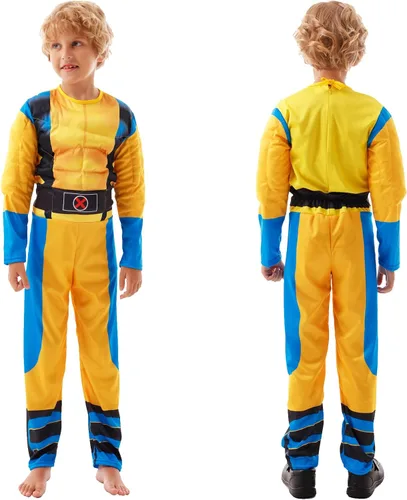 Vista 2 de Liucesxjs Disfraz de Wolverin-e para niños, disfraz de cosplay para niños, Halloween, carnaval, cosplay, fiesta