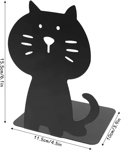 Vista 2 de Sujetalibros para gatos, metal bonito y grueso, resistente y duradero, organizador de libros para biblioteca, escuela, oficina, hogar, estudio, 1