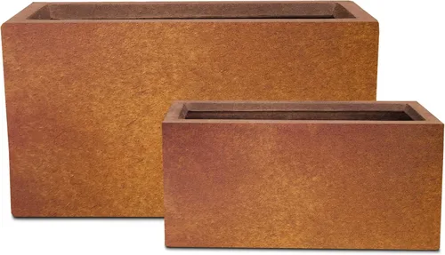Vista 11 de Kante Macetero rectangular de hormigón de 23.2 pulgadas de largo, macetas grandes para interiores y exteriores con orificio de drenaje y tapón