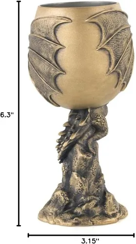 Vista 9 de Royal Selangor Colección Juego de Tronos acabado a mano de peltre edición limitada Gilt Drogon Goblet Gift