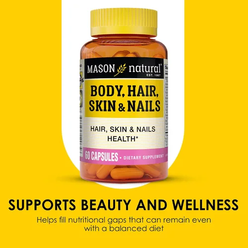 Vista 4 de MASON NATURAL Suplemento de belleza prémium para cabello, piel y uñas, con biotina y vitaminas A, C, E y complejo B, 60 cápsulas