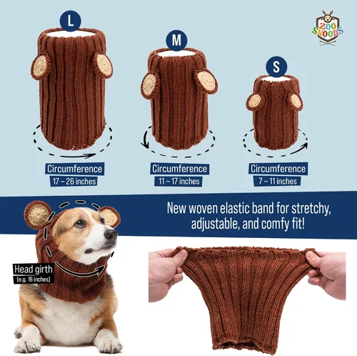 Vista 7 de Zoo Snoods Disfraz de león – Redecilla tejida para perro de melena para mascotas, cubierta cálida para el cuello para Halloween e invierno (S)