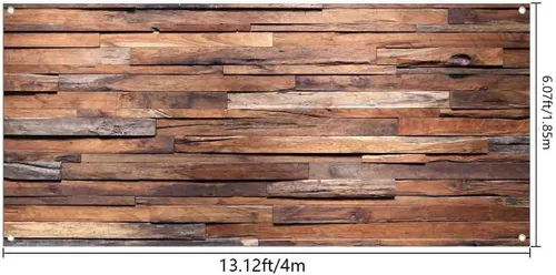 Vista 3 de Telón de fondo de madera de 8 x 7 pies para puerta de garaje, decoración de pancartas para decoración de pared de madera marrón rústico