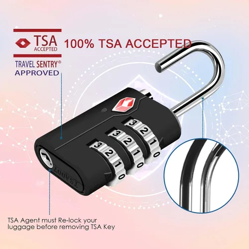 Vista 5 de Paquete de 2 cerraduras de equipaje de viaje aprobadas por la TSA, cerradura de combinación de maleta, candados con cremallera de 3 dígitos sin