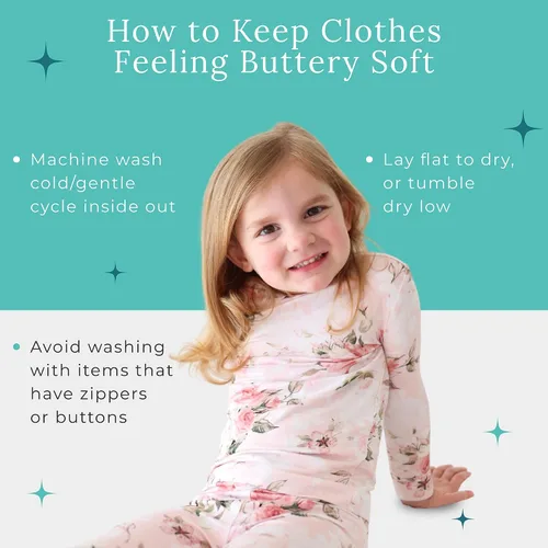 Vista 16 de Posh Peanut Pijamas para niñas, suaves, de viscosa de bambú para niños, pijamas a juego de manga larga para niñas