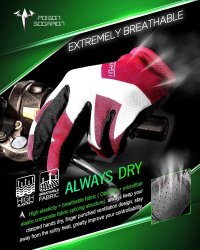 Vista 2 de POISON SCORPION Motocicleta Motocross Dirt Bike Guantes para hombres y mujeres