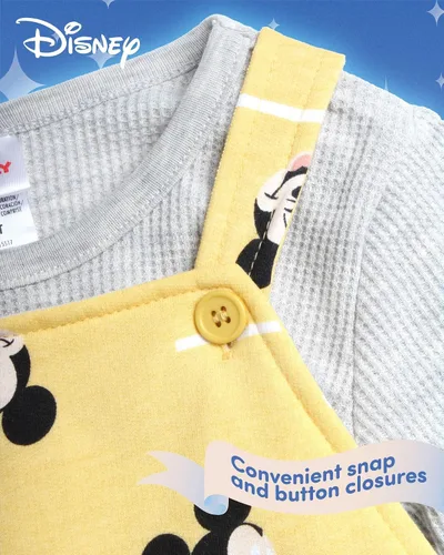 Vista 4 de Disney Conjunto general de Mickey Mouse para bebé, 2 piezas, mameluco con camisa de manga larga para recién nacido (0-9 meses)